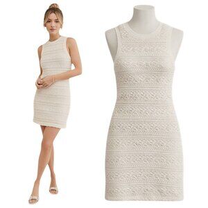 Anthropologie Ivory Lace Sleeveless Dress Size S